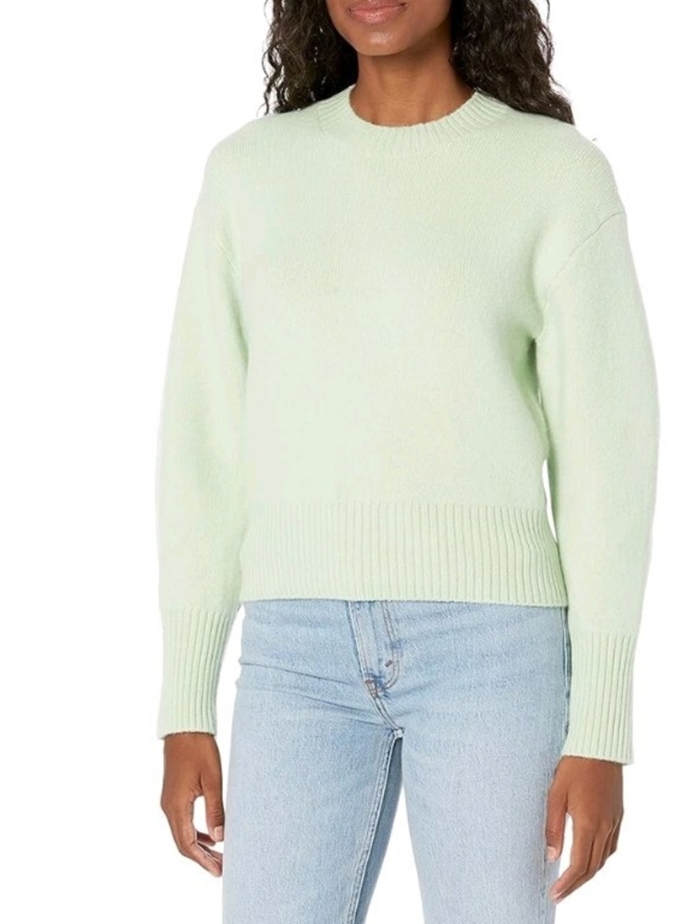 Vince Women's Wide Sleeve Crewneck Green Medium Pullover Wool Cashmere Sweater